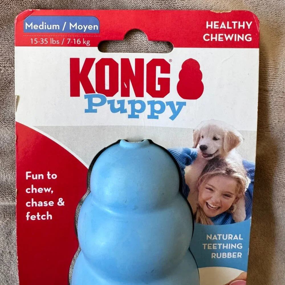 NWT Blue Medium Puppy Kong for Treats & Rubber for Teething Chew Toy Chase Fetch